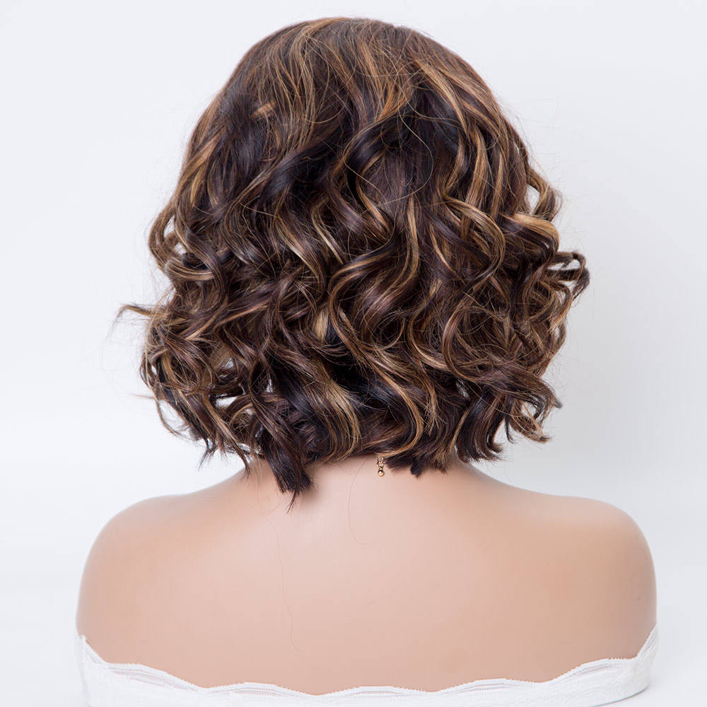 10 Inch Short Texture Remy Human Hair 180% Density Pic Curl Pic Color 5*5 Hd Lace Closure Wigs For Women