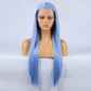 Fashion Hand Ditch 13 * 2.5 Chemical Fiber Front Lace Blue False Long Hair Head Cover Natural Hairline Wig