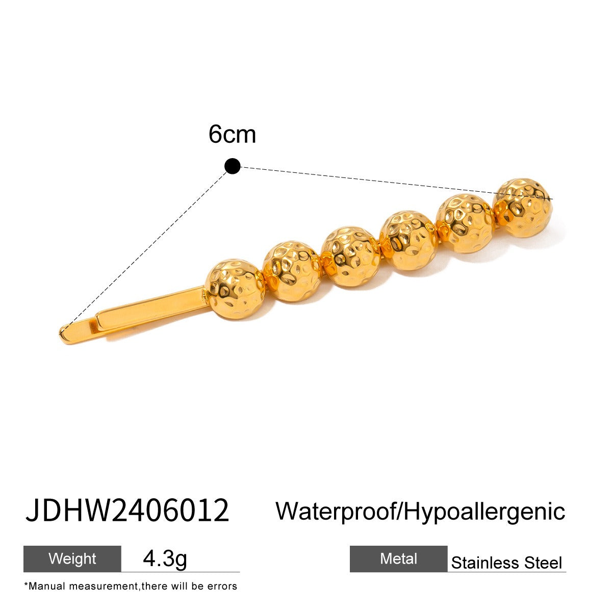 Stainless steel shell hair clip with bangs and metal hair accessories