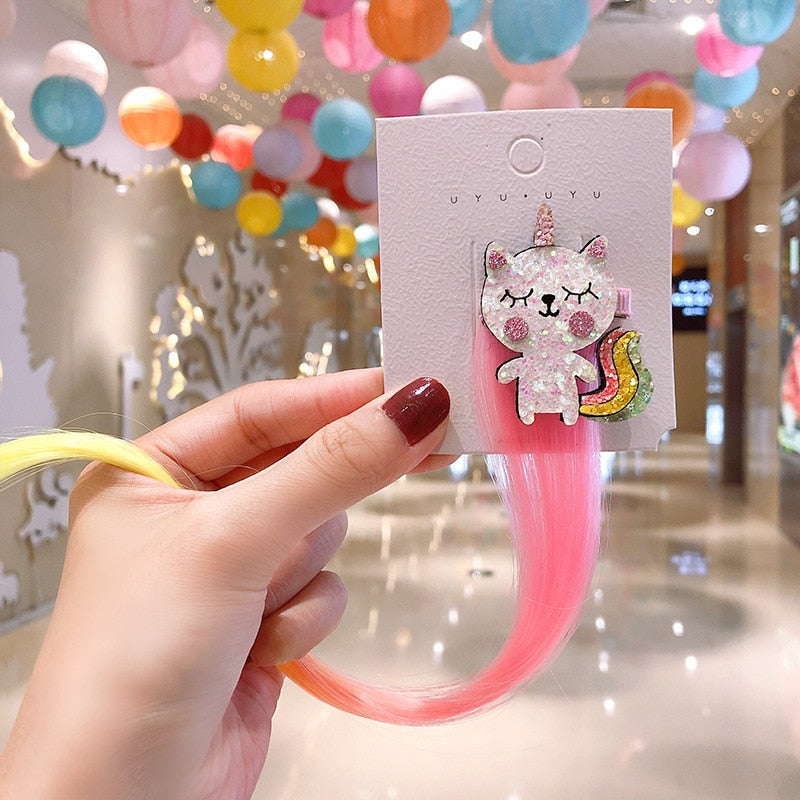 Sweet Colorful Hairpin Lovely Children Girls Hairclip Kids Cute Barrette Cartoon Extension Braider Rainbow Hair Accessories