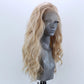 13*2.5 Linen Color Synthetic Fiber Front Lace Wig Head Cover Natural Hairline Ladies Wig