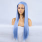 Fashion Hand Ditch 13 * 2.5 Chemical Fiber Front Lace Blue False Long Hair Head Cover Natural Hairline Wig