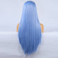 Fashion Hand Ditch 13 * 2.5 Chemical Fiber Front Lace Blue False Long Hair Head Cover Natural Hairline Wig