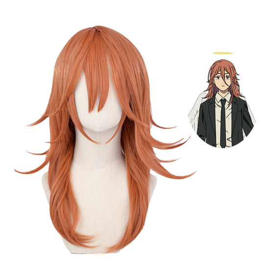 Anime wig cosplay chainsaw human chainsaw angel demon dark orange upturned wig headband