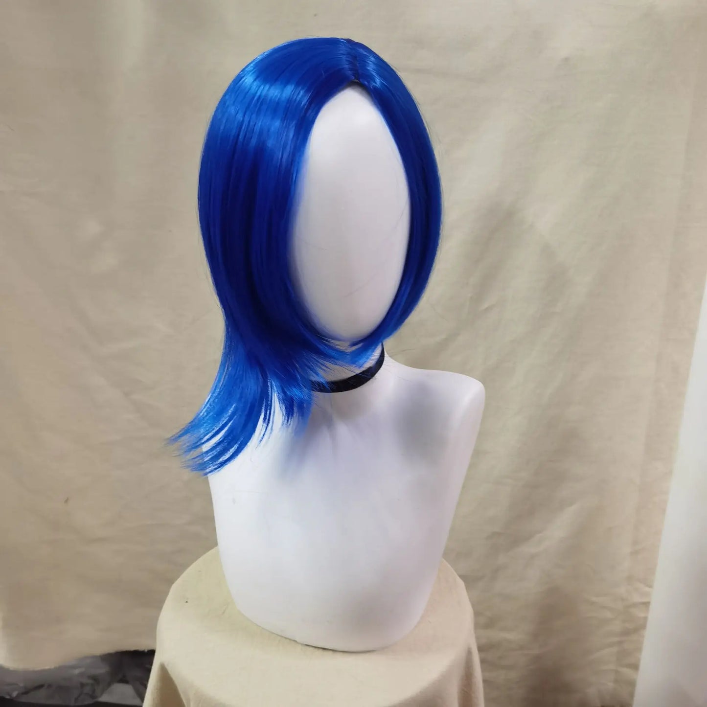 Sadness Blue Bob Wig with Black Glasses Girls Blue Anime Wig Women Heat Resistant Synthetic Cosplay Costume Party Wig (Blue)