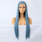Long Straight Blue Wigs Natural Synthetic Hair Heat Resistant Wigs for Women Girls Cosplay