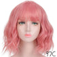 Fashion chemical fiber wig pink short curly corn perm bob hair set European and American short hair wig ladies headgear