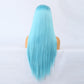 Blue Wig Front Lace Big Lace Ladies Chemical Fiber Wig Headgear Lace Wigs Long Straight Hair