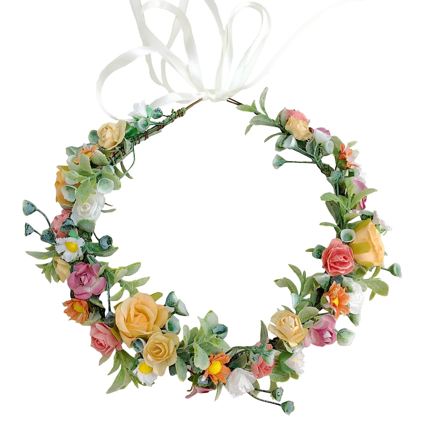 Colorful Rose Crown Hair Hoop Daisy Water Grass Headwear Party Gift Bridal Photo Shooting Wreath