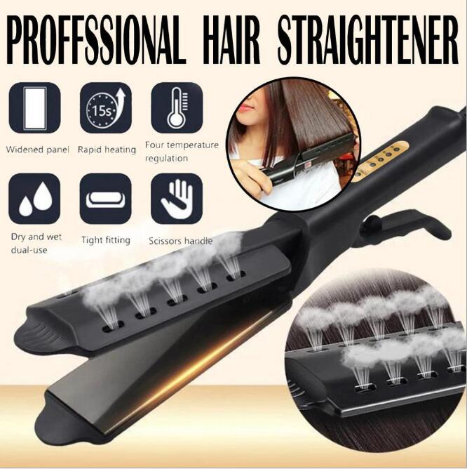 Hair Straightener Four-gear Temperature Adjustment Ceramic Tourmaline Flat Iron Women Hair Straightener Widen Panel Hair Curler