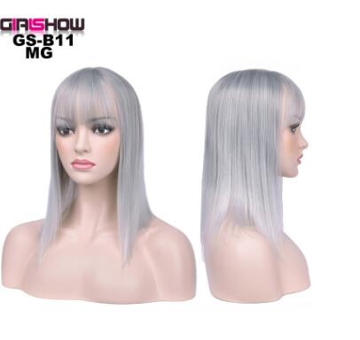 women Bob Wig With Bangs Short Straight Wigs party Synthetic Hair Heat Resistant Fiber fake hair Halloween Perucas