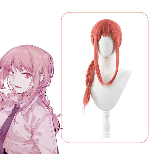 Chainsaw Man Marchma cosplay Wig Chainsaw Man Pavacos False Hair Orange Red Fried Dough Twists Braid Long Hair
