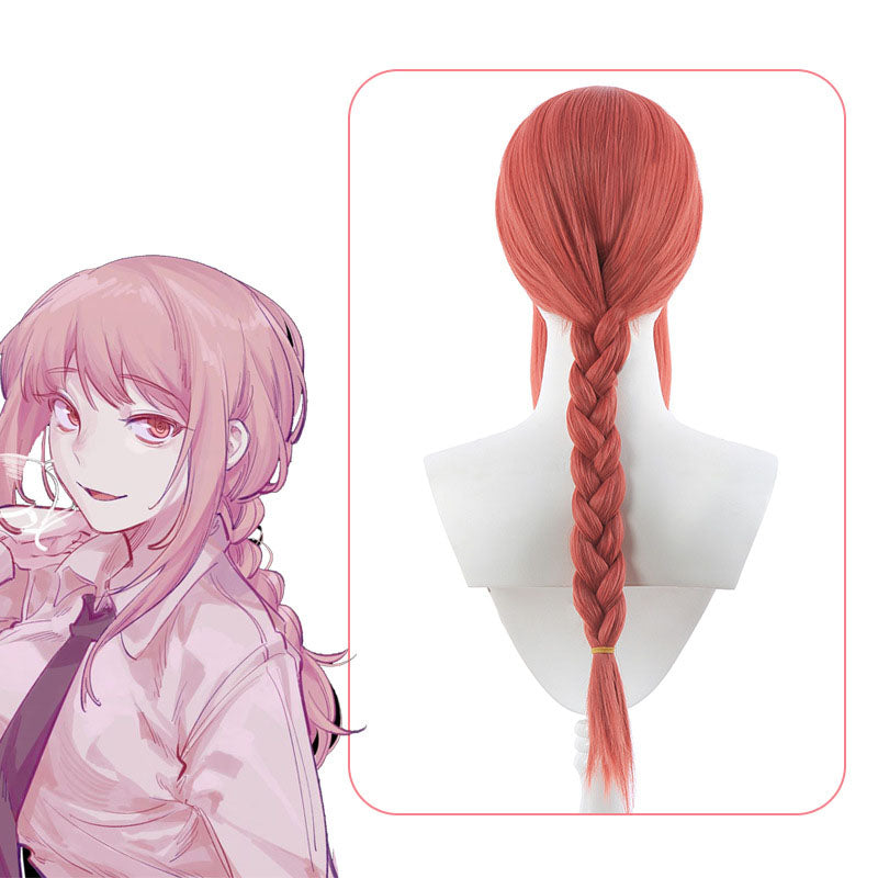 Chainsaw Man Marchma cosplay Wig Chainsaw Man Pavacos False Hair Orange Red Fried Dough Twists Braid Long Hair