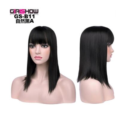 women Bob Wig With Bangs Short Straight Wigs party Synthetic Hair Heat Resistant Fiber fake hair Halloween Perucas