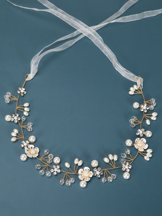 European and American Bridal Jewelry, Flower Handmade Beaded Headband, Hair Band, Wedding Dress Headwear, Hair Accessories