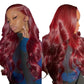 European and American fashion wine red wig hot selling front lace big wave long curly hair wig full head cover