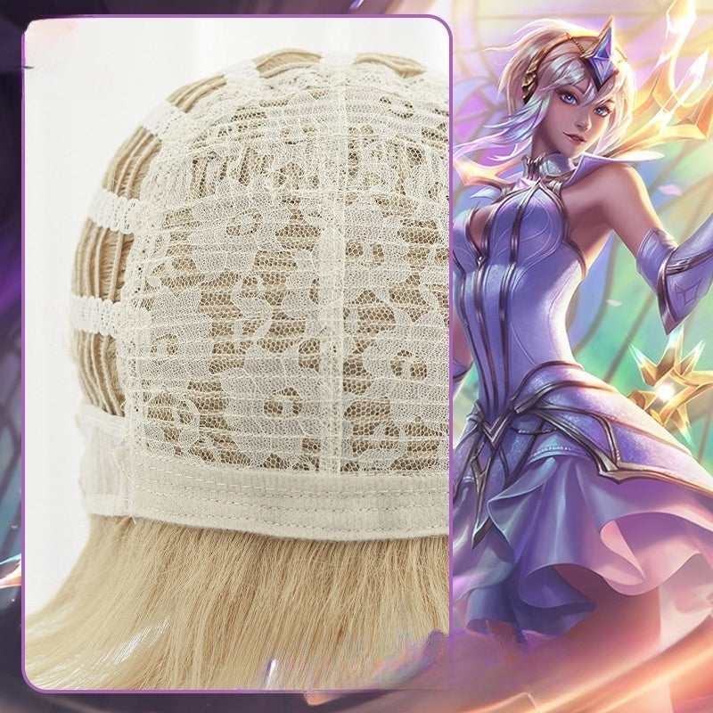 League of Legends cosplay wig with big elements makes Lacus cosplay fake hair game style short hair