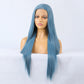 Long Straight Blue Wigs Natural Synthetic Hair Heat Resistant Wigs for Women Girls Cosplay
