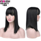 women Bob Wig With Bangs Short Straight Wigs party Synthetic Hair Heat Resistant Fiber fake hair Halloween Perucas