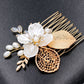 Golden leaf hair comb bridal headdress insert comb jewelry