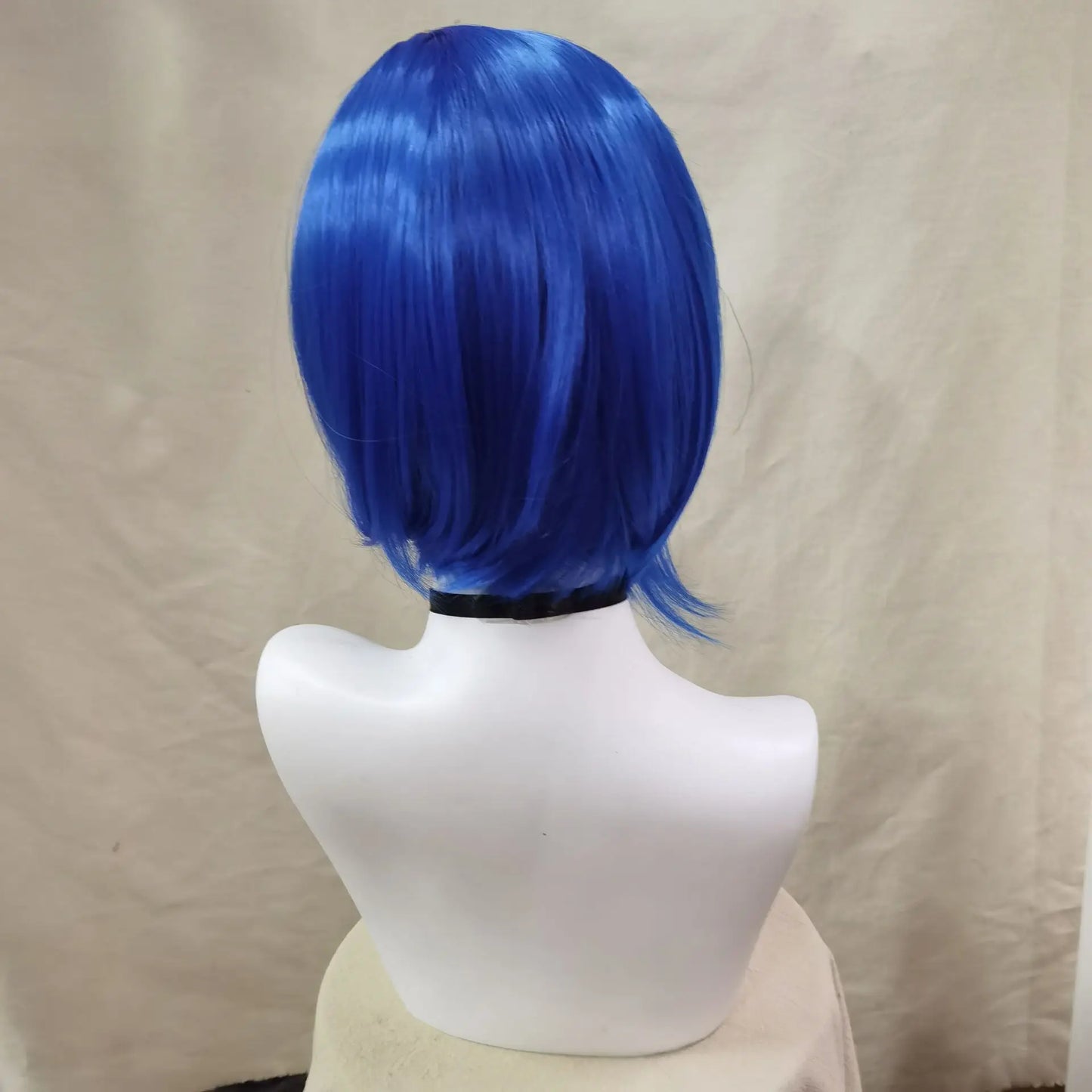 Sadness Blue Bob Wig with Black Glasses Girls Blue Anime Wig Women Heat Resistant Synthetic Cosplay Costume Party Wig (Blue)