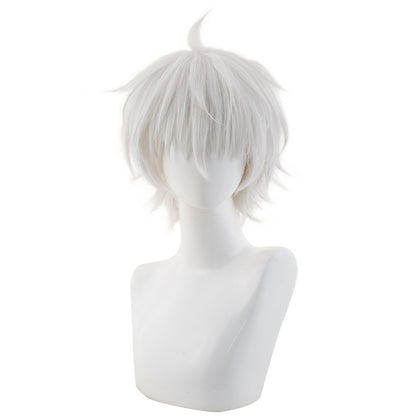Blue prison Makoto Shirou cosplay wig silver white upturned short hair cosplay fake hair style