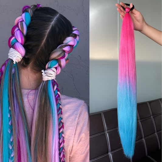 2-piece set of girls' rubber band ponytail wig boxing braid colorful elastic rope braid ponytail wig hair extensions