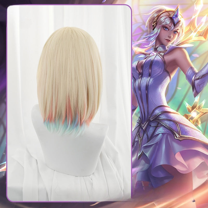 League of Legends cosplay wig with big elements makes Lacus cosplay fake hair game style short hair