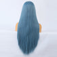 Long Straight Blue Wigs Natural Synthetic Hair Heat Resistant Wigs for Women Girls Cosplay