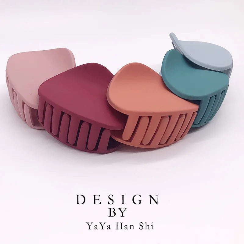 Korean Fashion Design Women Hair Claw Solid Color Hair Crab Retro Square Scrub Hair Clips