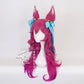 Game Spirit Blossom Ahri Long Wig With Ears Headwear Cosplay Costume Heat Resistant Synthetic Hair Women Wigs