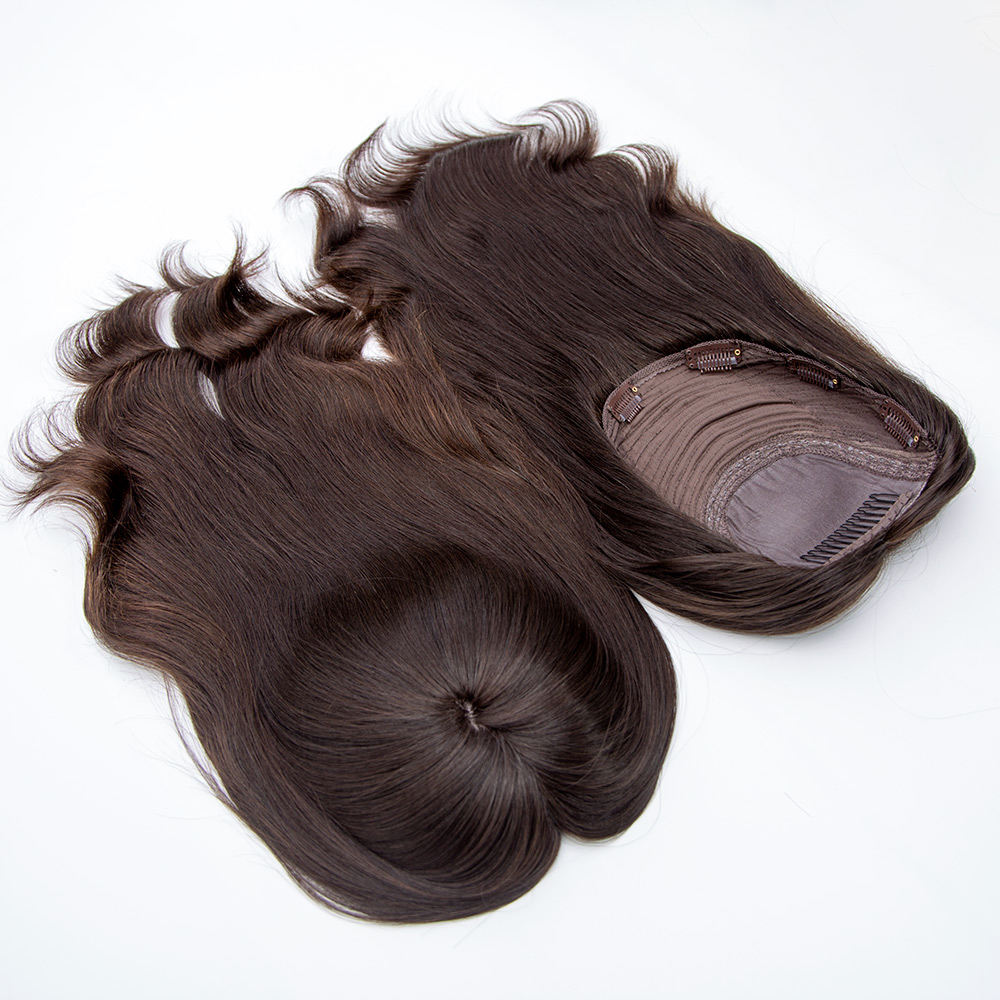 Natural Color 12A 130% Density Women Human Hair Silk Top Topper With Hair Clip