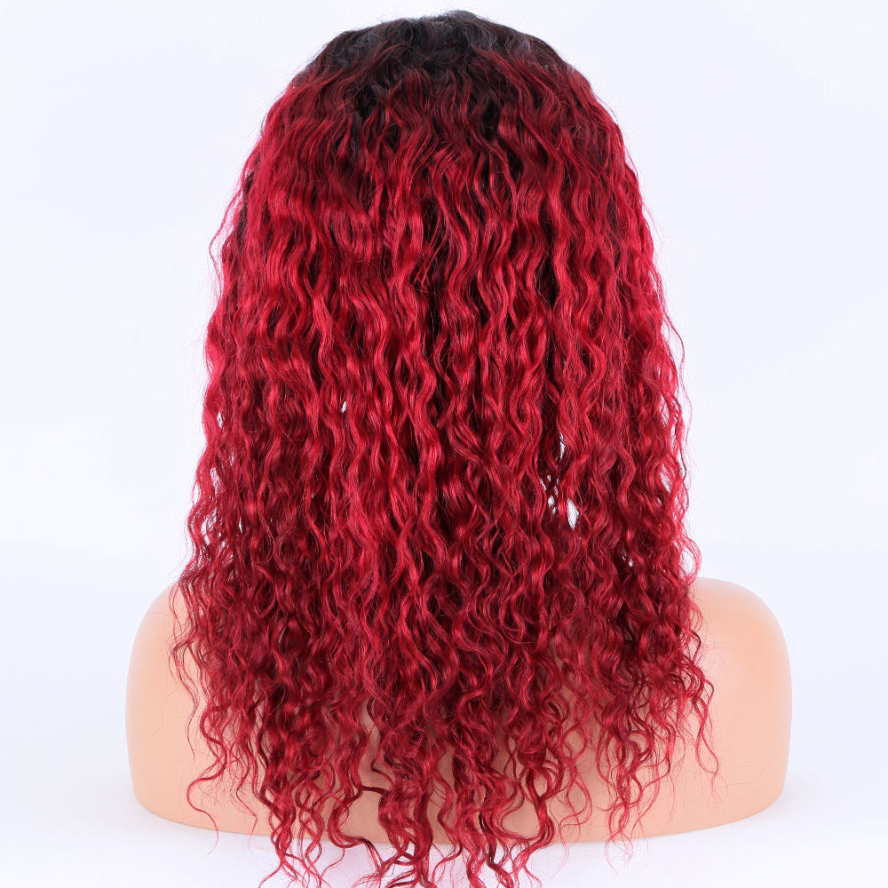 Oem Deep Curl Ombre Color 16 Inch Medium Size Remy Hair Hd Lace Closure Wigs 5x5 For Beauty