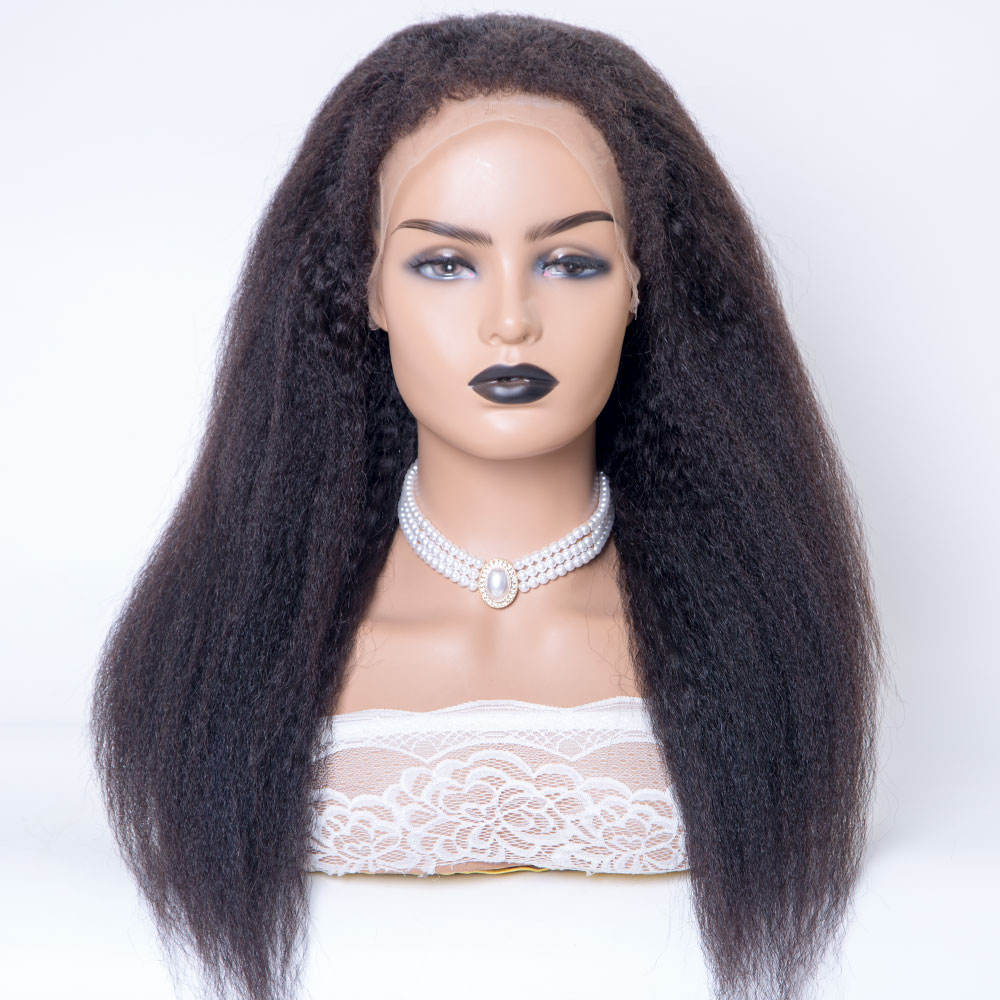 Pre Plucked 24 Inch 150% Density Swiss Lace Wig 4C/4B Kinky Straight Edges Hd Lace 13x4 Lace Frontal Wig