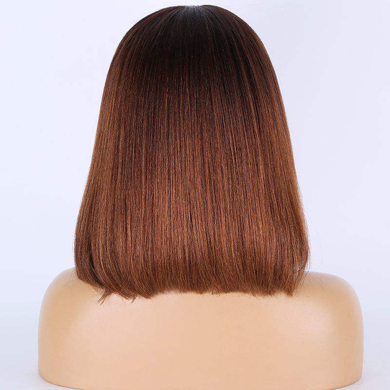 Well Textured Light Brown Lace 130% 150% Density Brown Short Bob 360 Lace Wigs For Women