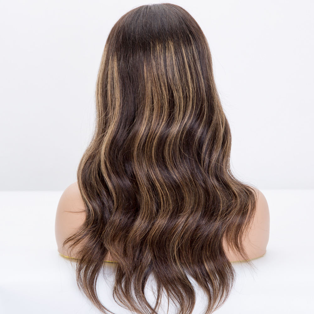 Brown Balayage Color Mono Top Cuticle Aligned Human Hair Wig 16 Inches Body Wave Mono Top European Virgin Human Hair Wig