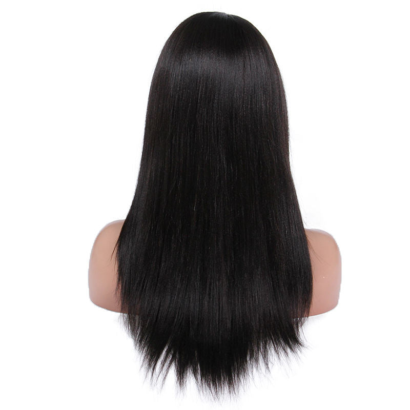 14 inch High Density Glueless Natural Color Custom Silk Top Base Yaki Full Lace Wig Silk Top Base In Stock