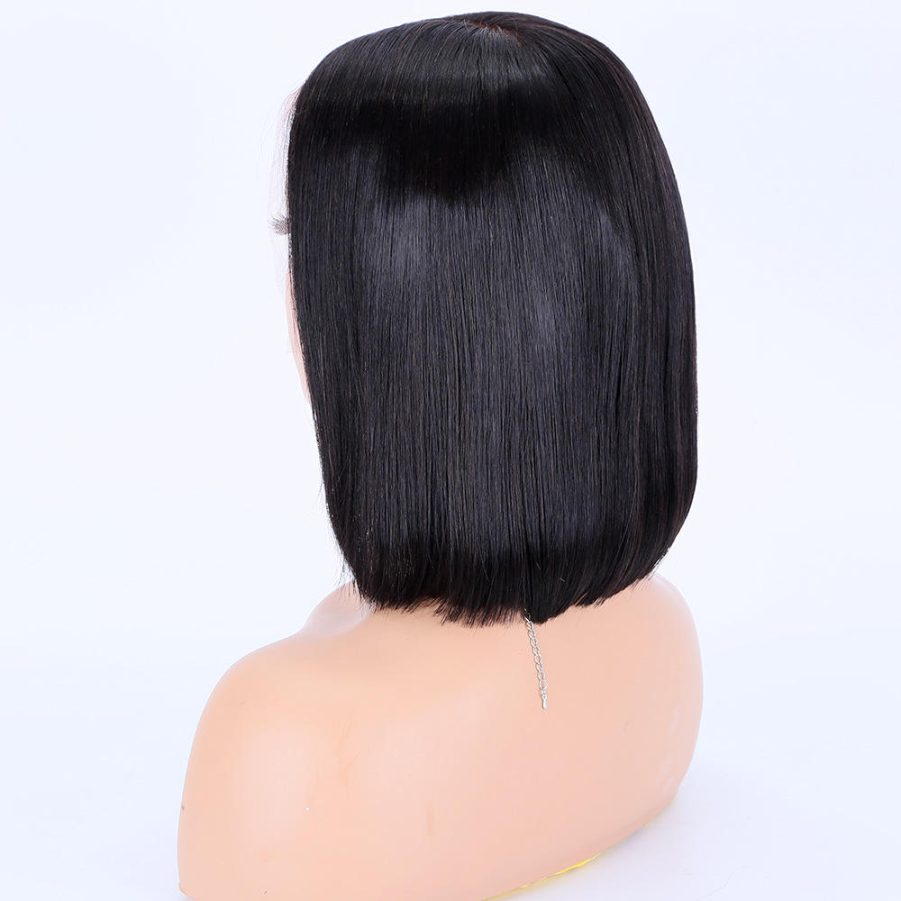 14 inch Glueless Pre Plucked Hairline Full Lace Silk Top Base Cap Lace Wig For Black Women