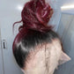 Burgundy 100% Human Hair 360 Lace Front Wig Straight 10-30 Inches 99J Human Hair Wig With Natural Color Root