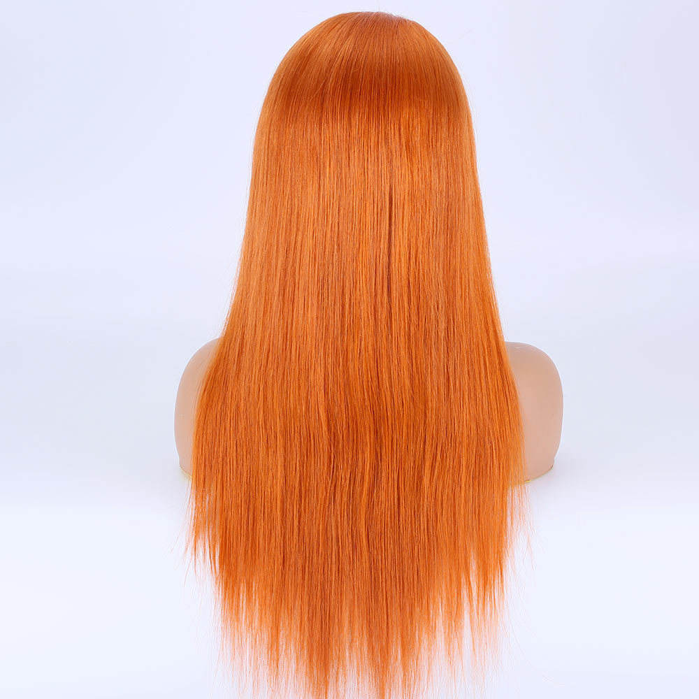 Provide Sample Pre Plucked Hairline Orange Color Brazilian Human Virgin Hair Silky Straight Full Lace Wig In Stock