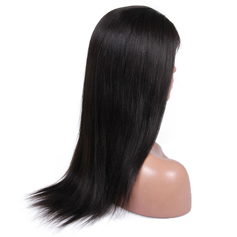 14 inch High Density Glueless Natural Color Custom Silk Top Base Yaki Full Lace Wig Silk Top Base In Stock