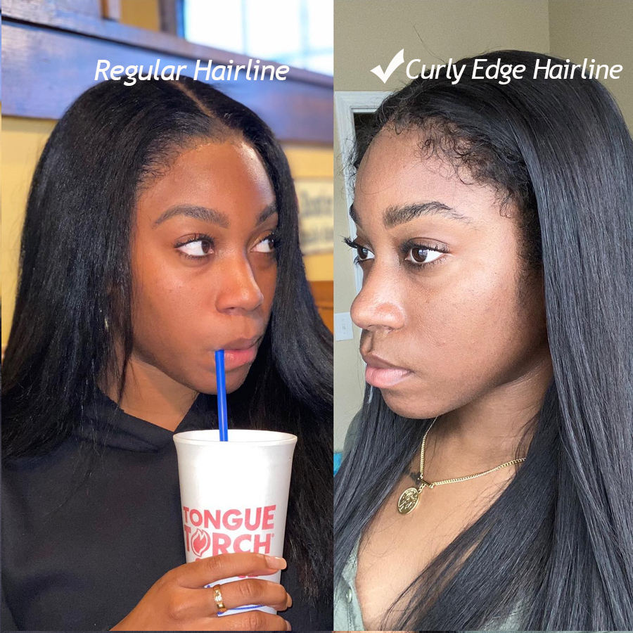 Pre Plucked 24 Inch 150% Density Swiss Lace Wig 4C/4B Kinky Straight Edges Hd Lace 13x4 Lace Frontal Wig