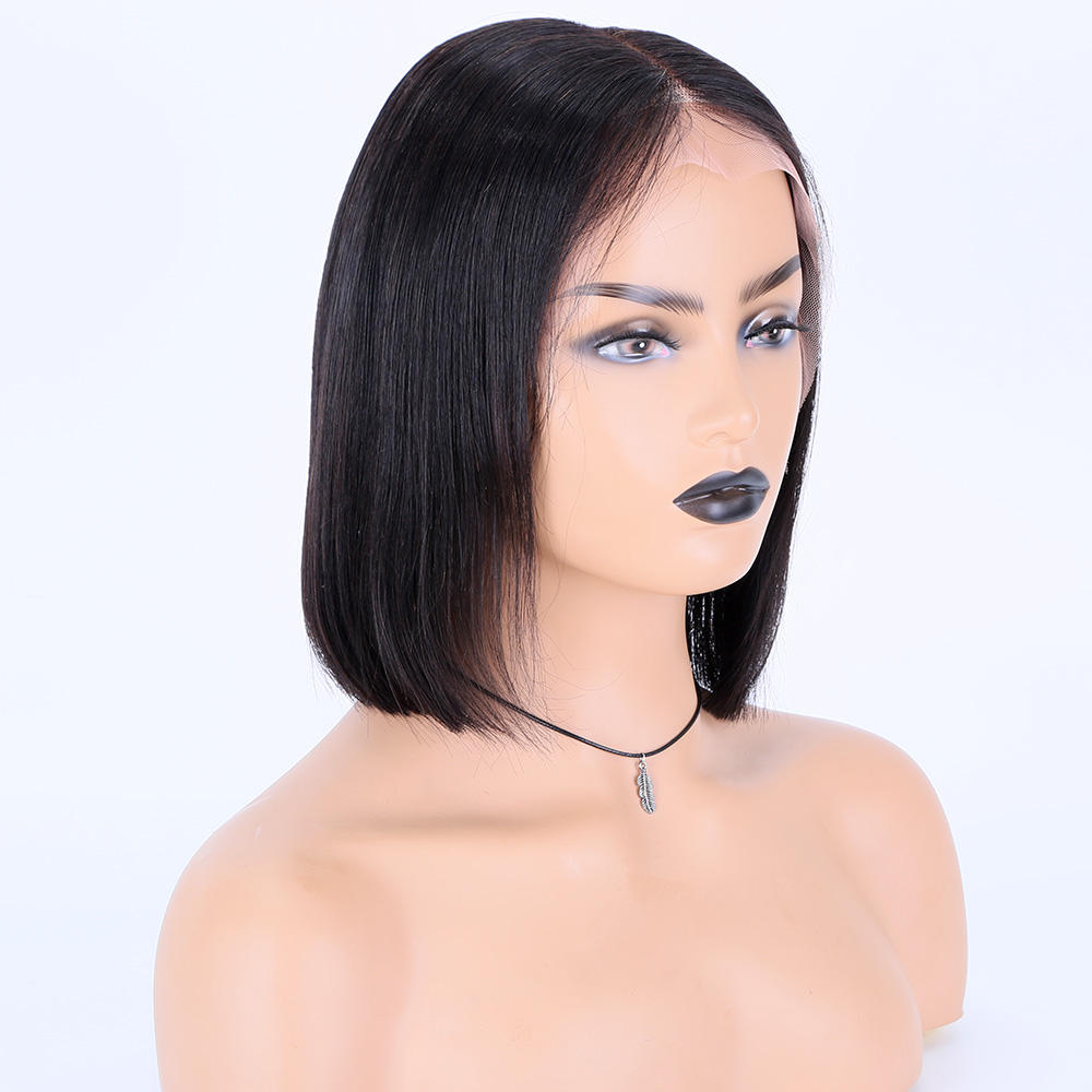 14 inch Glueless Pre Plucked Hairline Full Lace Silk Top Base Cap Lace Wig For Black Women