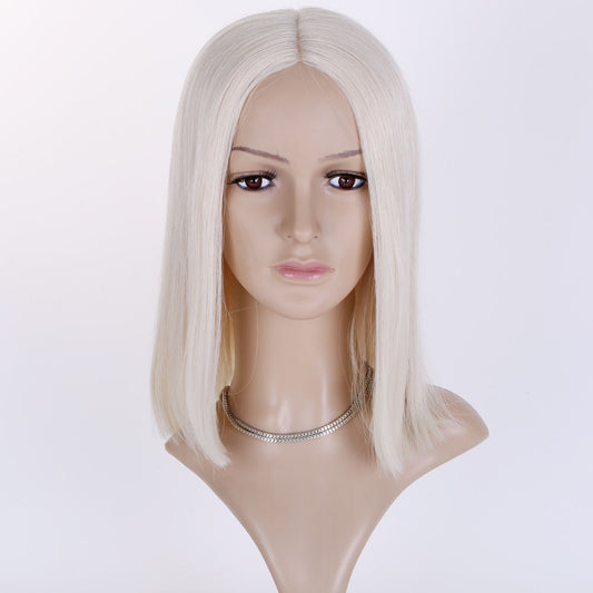 Top Grade 160% Density White Blonde Color BOB Cut Full Hand Tied Mono Top Wig 12 Inches Short Women Wigs