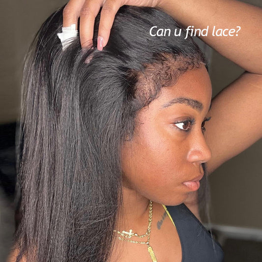 Pre Plucked 24 Inch 150% Density Swiss Lace Wig 4C/4B Kinky Straight Edges Hd Lace 13x4 Lace Frontal Wig