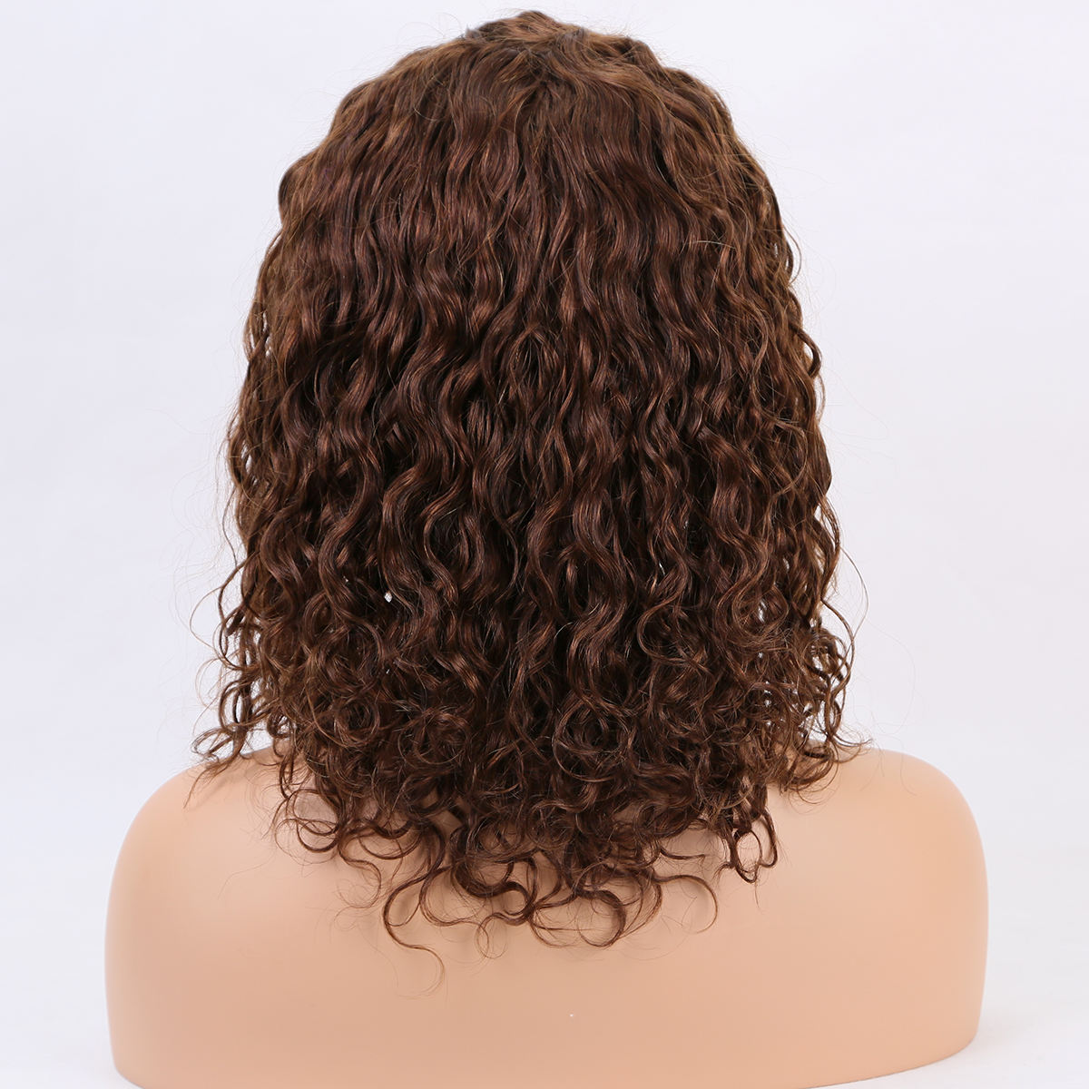 Good Quality Custom Size Brown Color Transparent Lace Water Wave Wigs 360 Lace Frontal Wig