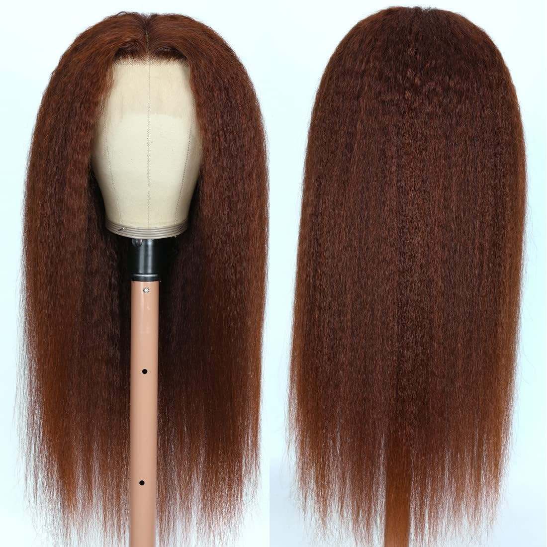 Brown Color Kinky Straight Wigs 10-30 Inches Indian Human Hair Curly Baby Hair Lace Front wig