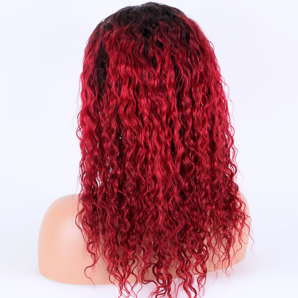 Oem Deep Curl Ombre Color 16 Inch Medium Size Remy Hair Hd Lace Closure Wigs 5x5 For Beauty